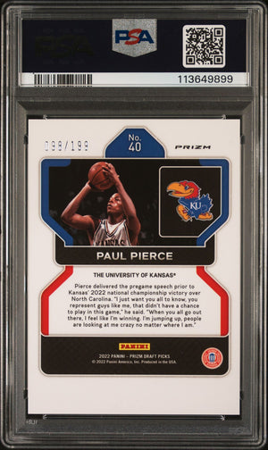 Paul Pierce 2022 Panini Prizm Blue Signed Card #40 Graded PSA 9 Auto 10 99/199-Powers Sports Memorabilia