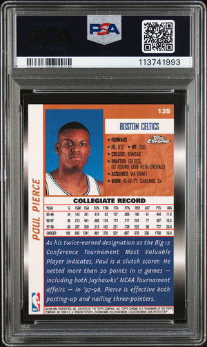 Paul Pierce 1998 Topps Chrome Signed Rookie Card #135 Auto Graded PSA 9 13741993-Powers Sports Memorabilia