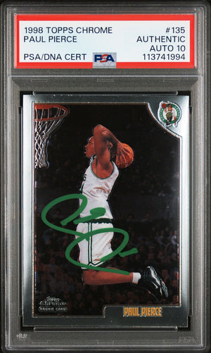 Paul Pierce 1998 Topps Chrome Signed Rookie Card #135 Auto Graded PSA 10 3741994-Powers Sports Memorabilia