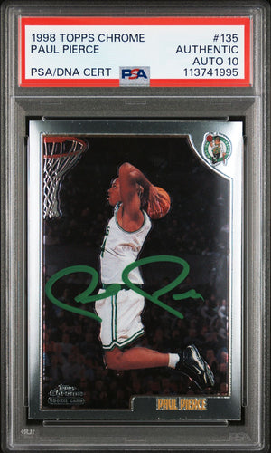 Paul Pierce 1998 Topps Chrome Signed Rookie Card #135 Auto Graded PSA 10 3741995-Powers Sports Memorabilia