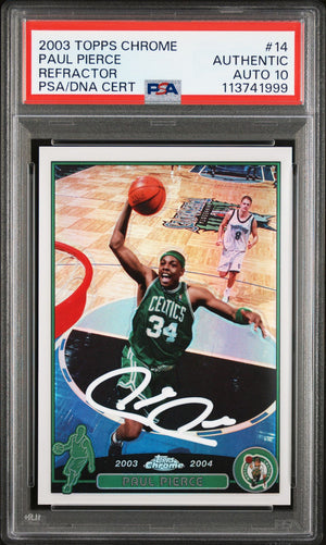 Paul Pierce 2003 Topps Chrome Refractor Signed Card #14 Auto Graded PSA 10 41999-Powers Sports Memorabilia