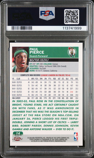 Paul Pierce 2003 Topps Chrome Refractor Signed Card #14 Auto Graded PSA 10 41999-Powers Sports Memorabilia