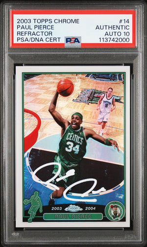 Paul Pierce 2003 Topps Chrome Refractor Signed Card #14 Auto Graded PSA 10 42000-Powers Sports Memorabilia