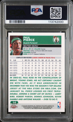 Paul Pierce 2003 Topps Chrome Refractor Signed Card #14 Auto Graded PSA 10 42000-Powers Sports Memorabilia