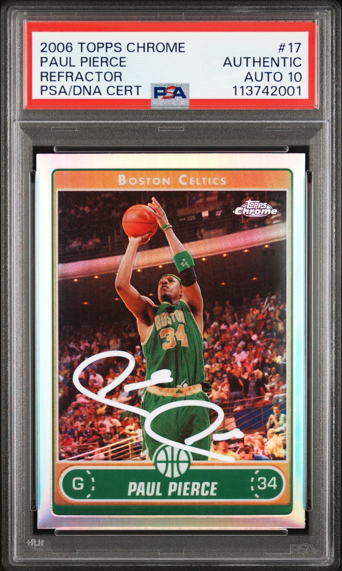 Paul Pierce 2008 Topps Chrome Refractor Signed Card #34 Auto Graded PSA 9 742002-Powers Sports Memorabilia