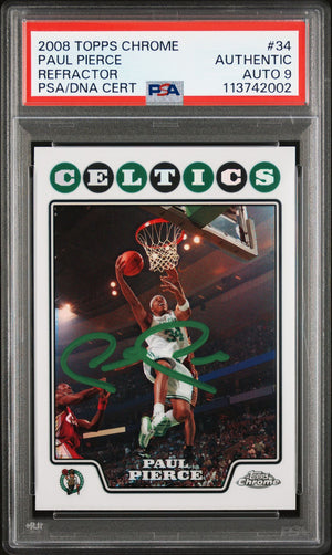 Paul Pierce 2004 Topps Chrome Refractor Signed Card #34 Auto Graded PSA 9 742003-Powers Sports Memorabilia