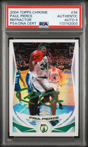 Paul Pierce 2004 Topps Chrome Refractor Card #34 PSA Auto 9-Powers Sports Memorabilia