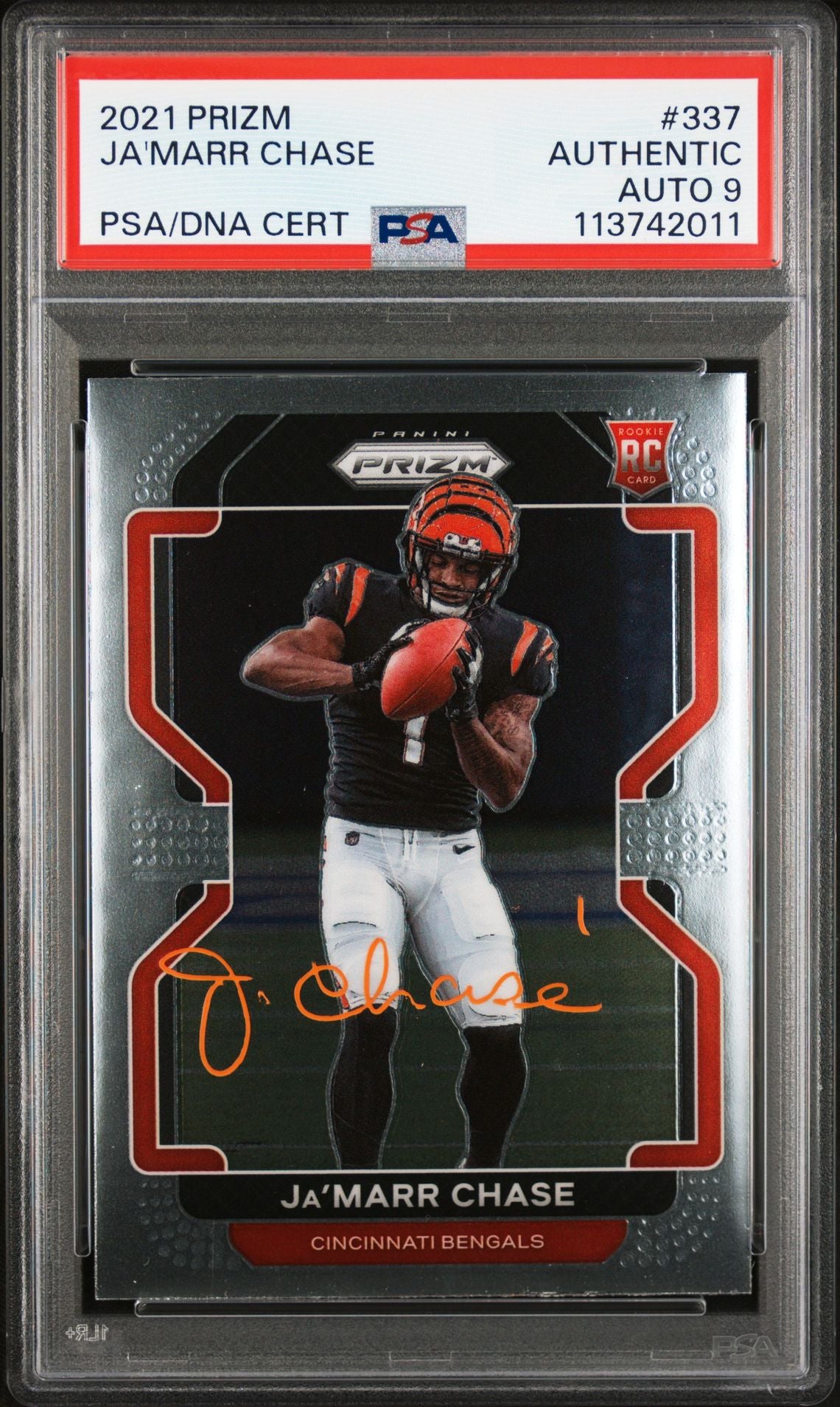 Ja'Marr Chase 2021 Panini Prizm Signed Rookie Card #337 Auto Graded PSA 9 742011-Powers Sports Memorabilia