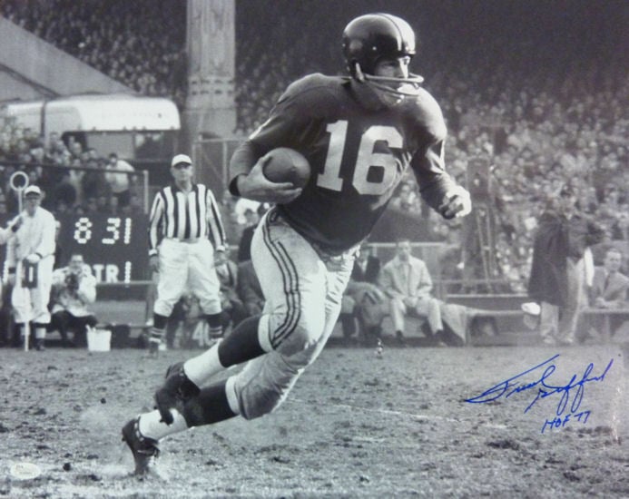 Frank Gifford Signed New York Giants 16x20 Photo (Action)-Powers Sports Memorabilia