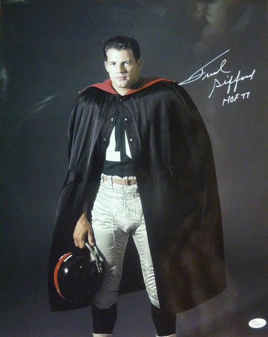 Frank Gifford Signed New York Giants 16x20 Photo (Cape)-Powers Sports Memorabilia
