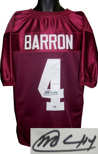 Mark Barron Autographed Crimson Custom Stitched Football Jersey XL- Barron Hologram-Powers Sports Memorabilia