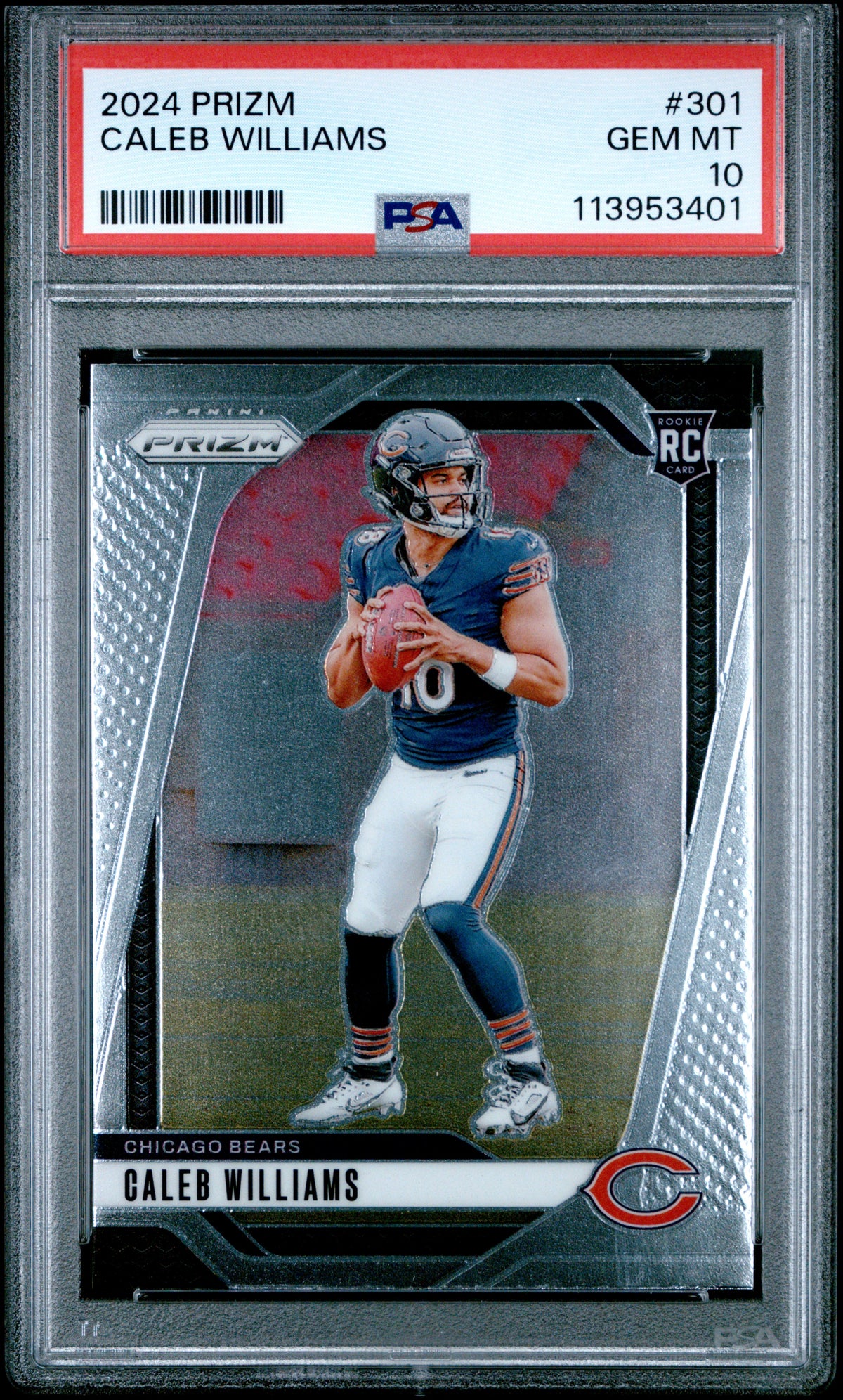 Caleb Williams 2024 Prizm Rookie Football Card #301 Graded PSA 10 Cert #113953401-Powers Sports Memorabilia