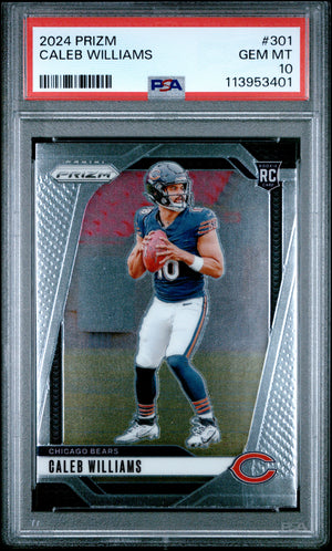 Caleb Williams 2024 Prizm Rookie Football Card #301 Graded PSA 10 Cert #113953401-Powers Sports Memorabilia