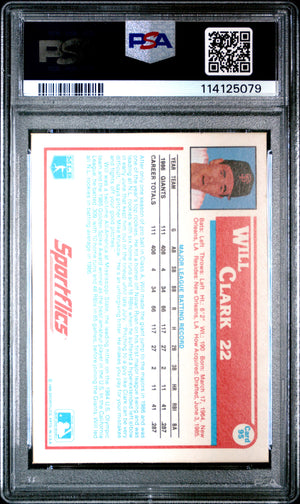 Will Clark 1987 Sportflics 1986 Baseball Rookie Card #95 Graded PSA 10-Powers Sports Memorabilia