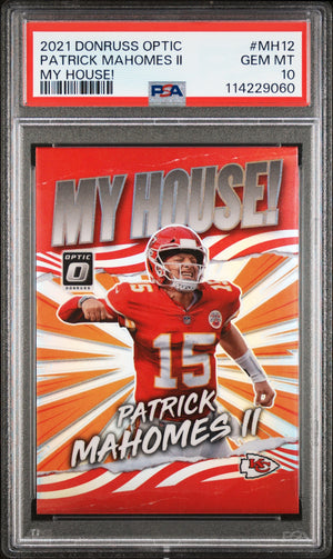 Patrick Mahomes II 2021 Donruss Optic My House! #MH12 Graded PSA 10 Cert #114229060