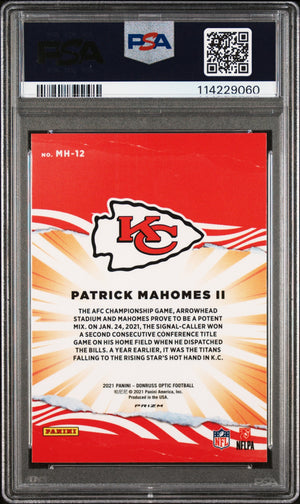 Patrick Mahomes II 2021 Donruss Optic My House! #MH12 Graded PSA 10 Cert #114229060