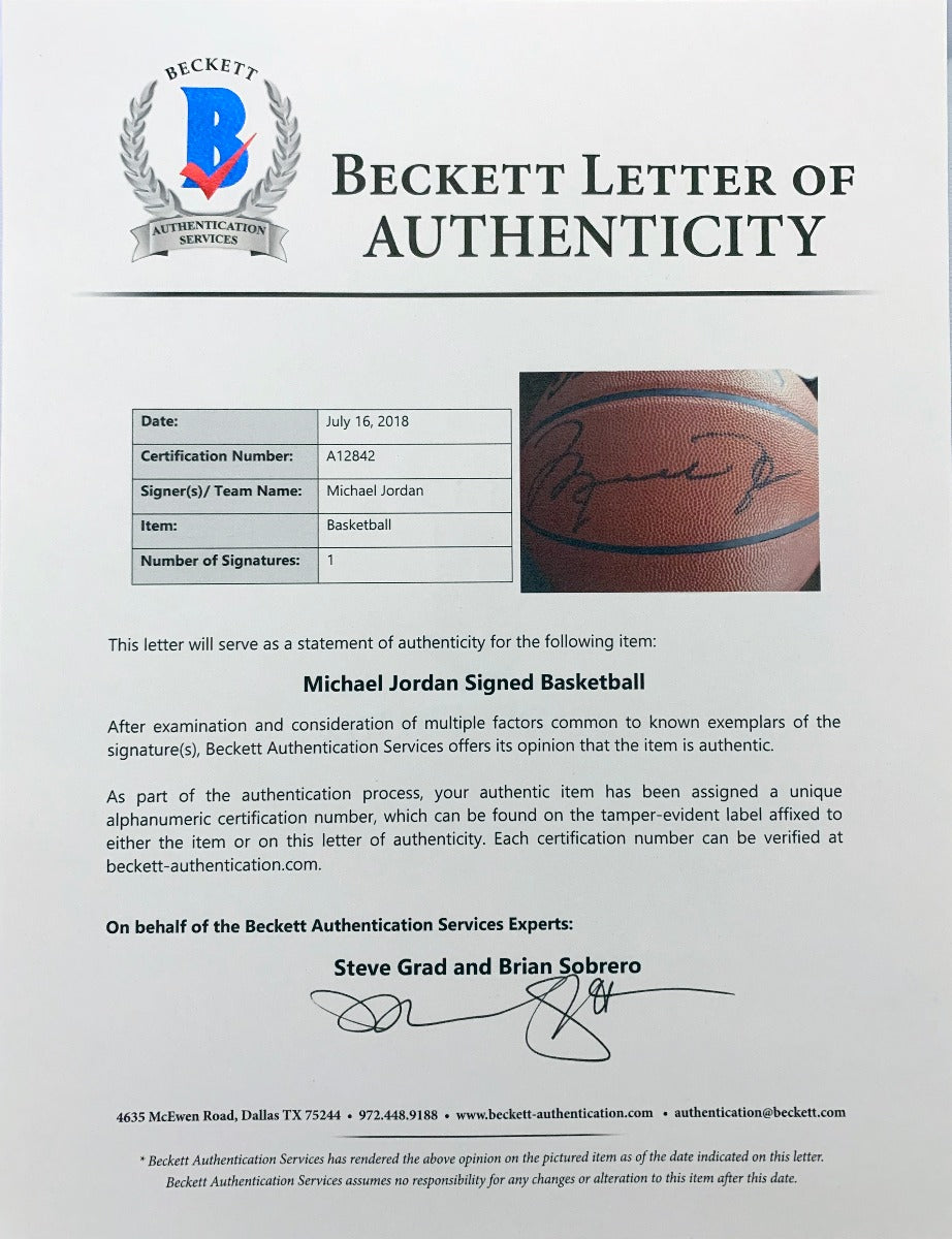 Michael Jordan Chicago Bulls Autographed Team Issued NBA Game Ball Beckett Letter of Authenticity-Powers Sports Memorabilia