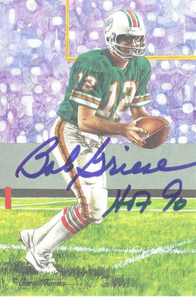 Bob Griese Miami Dolphins Signed Goal Line Art Card with HOF 90-Powers Sports Memorabilia