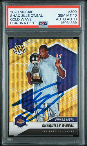 Shaquille O'Neal 2020 Panini Mosaic Gold Wave Signed Basketball Card #300 Graded PSA 10 Auto 115031839-Powers Sports Memorabilia