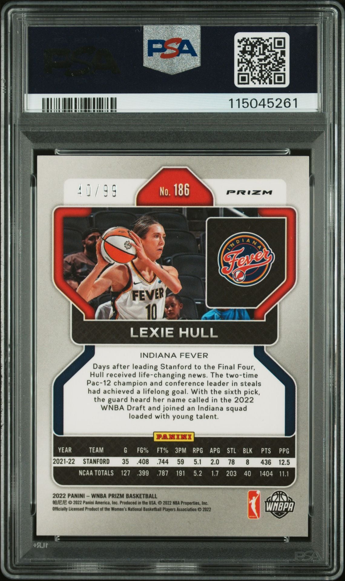 Lexie Hull 2022 Panini Prizm WNBA Purple Signed Basketball Rookie Card #186 Graded PSA 9 Auto 10 40/99 115045261-Powers Sports Memorabilia