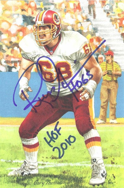Russ Grimm Signed Washington Redskins Goal Line Art in Blue w/HOF 2010-Powers Sports Memorabilia