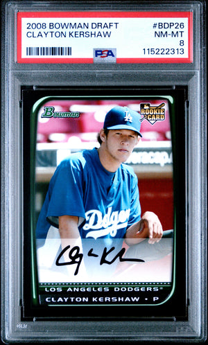 Clayton Kershaw 2008 Bowman Draft Baseball Rookie Card #BDP26 Graded PSA 8 115222313-Powers Sports Memorabilia