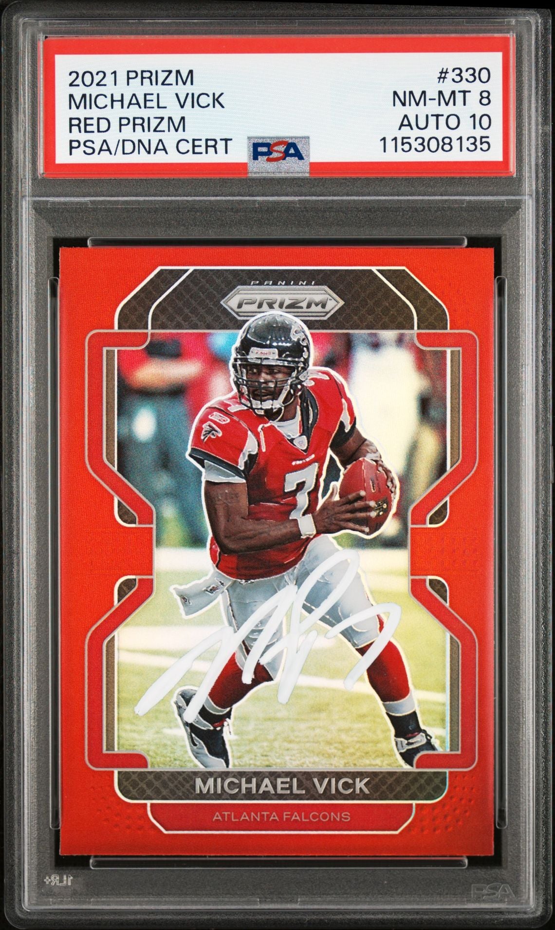 Michael Vick 2021 Panini Prizm Red Signed Card #330 Graded PSA 8 Auto 10-Powers Sports Memorabilia
