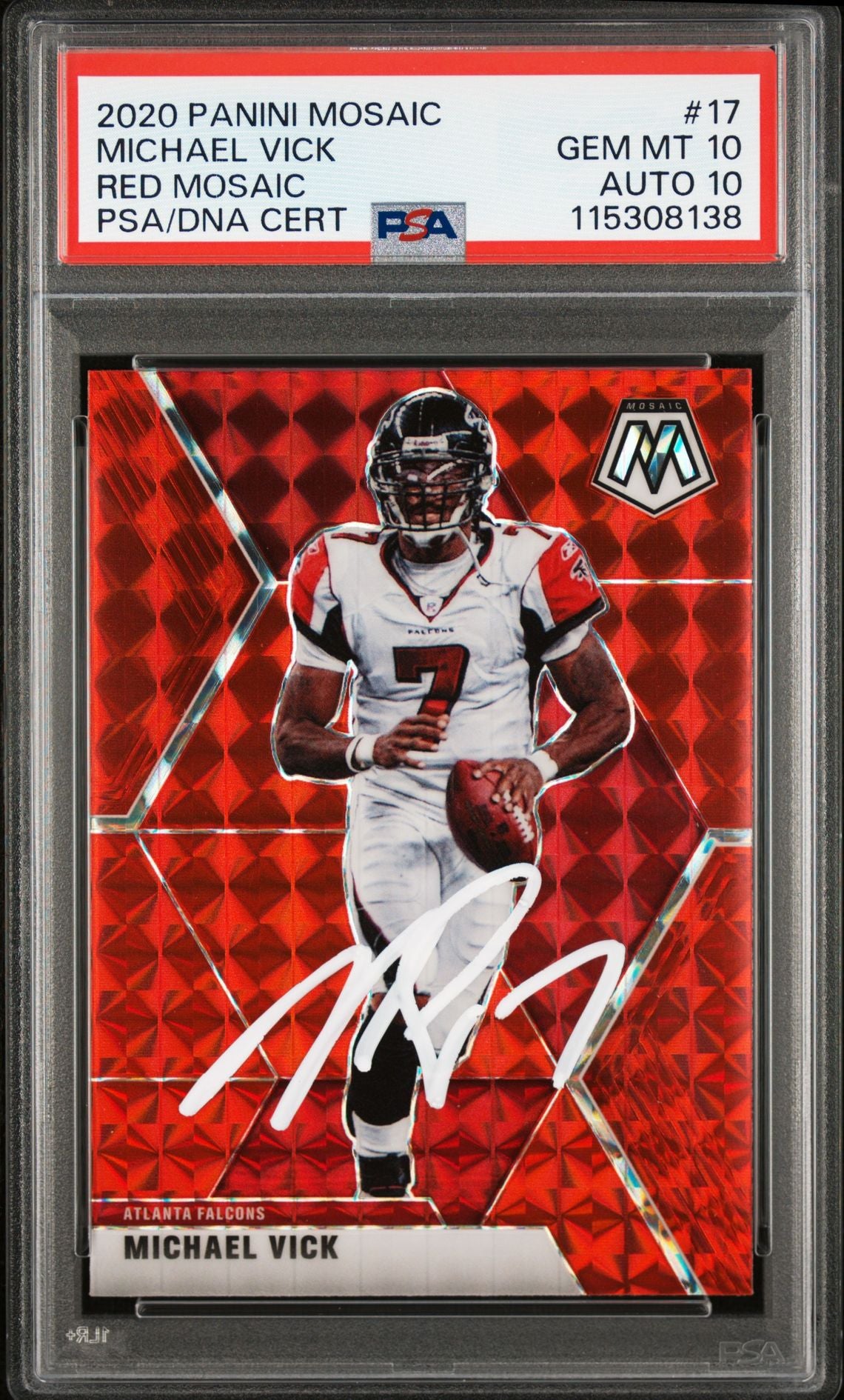Michael Vick 2020 Panini Mosaic Red Signed Card #17 Graded PSA 10 Auto 10-Powers Sports Memorabilia