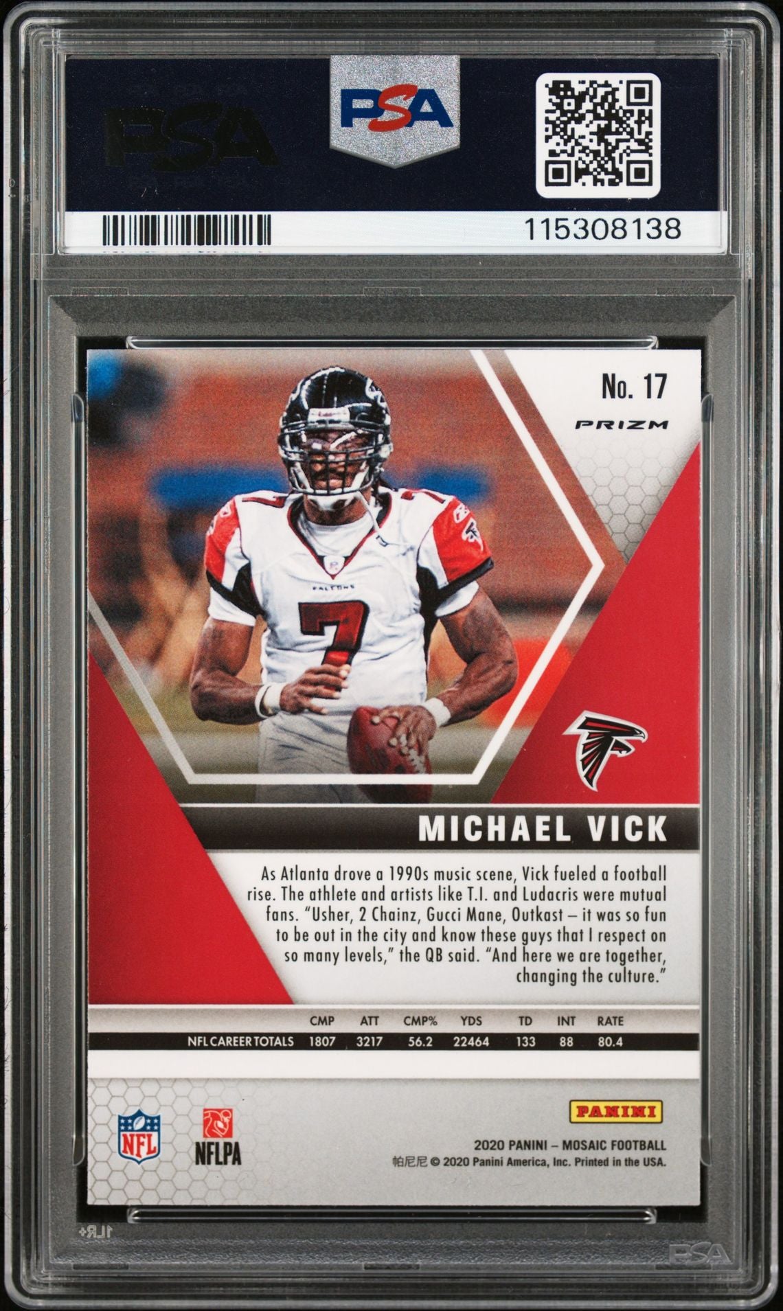 Michael Vick 2020 Panini Mosaic Red Signed Card #17 Graded PSA 10 Auto 10-Powers Sports Memorabilia