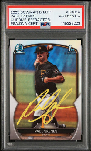 Paul Skenes 2023 Bowman Chrome Refractor Signed Rookie Card #BDC14 Auto PSA 3223-Powers Sports Memorabilia