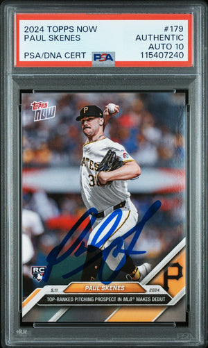 Paul Skenes 2024 Topps Now MLB Debut Signed Baseball Rookie Card #179 Auto Graded PSA 10 115407240-Powers Sports Memorabilia