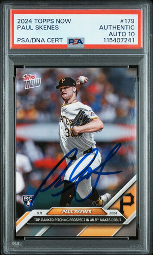 Paul Skenes 2024 Topps Now MLB Debut Signed Baseball Rookie Card #179 Auto Graded PSA 10 115407241-Powers Sports Memorabilia