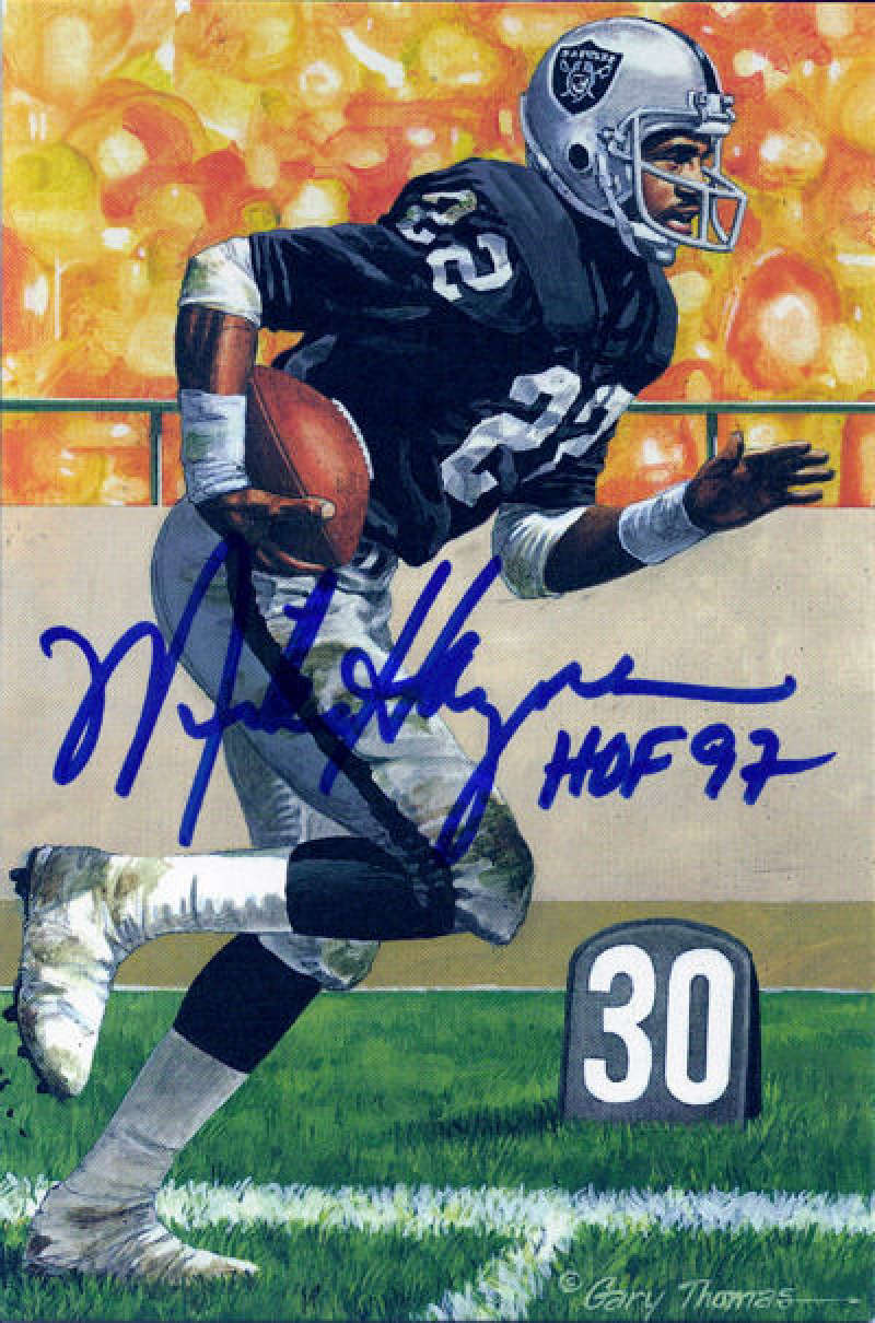Mike Haynes Signed Oakland Raiders Goal Line Art Card-Powers Sports Memorabilia