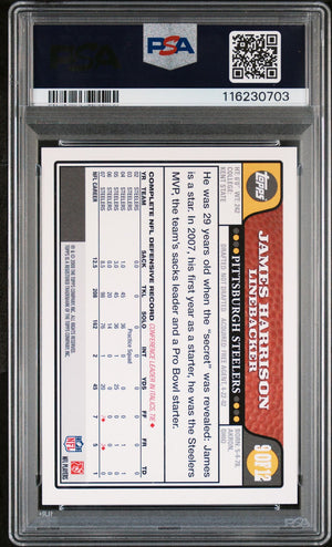 James Harrison 2008 Topps Team Set Steelers Black Signed Football Rookie Card #9 Auto Graded PSA 10 Cert # 116230703-Powers Sports Memorabilia