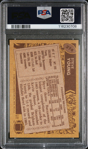 Steve Young 1986 Topps Signed Football Rookie Card #374 Auto Graded PSA 10 Cert # 116230708-Powers Sports Memorabilia