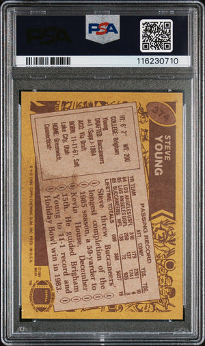 Steve Young 1986 Topps Signed Football Rookie Card #374 Auto Graded PSA 10 Cert # 1162307010-Powers Sports Memorabilia