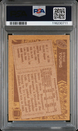 Steve Young 1986 Topps Signed Football Rookie Card #374 Auto Graded PSA 10 Cert # 1162307011-Powers Sports Memorabilia