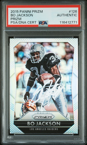 Bo Jackson 2015 Panini Prizm Silver Signed Football Card #126 Auto PSA Authentic