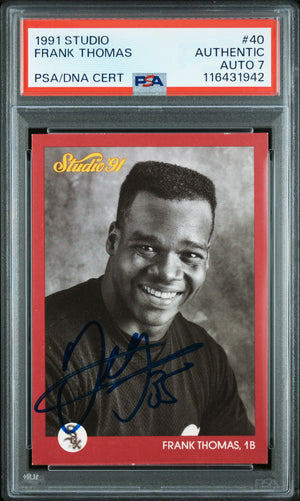 Frank Thomas 1991 Studio Chicago White Sox Signed Baseball Card #40 Graded PSA Authentic Auto 7 Cert #116431942-Powers Sports Memorabilia
