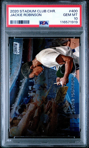 Jackie Robinson 2020 Topps Stadium Club Chrome Card #400 Graded PSA 10-Powers Sports Memorabilia