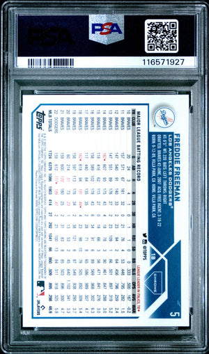 Freddie Freeman 2023 Topps Chrome Prism Refractor Baseball Card #5 Graded PSA 9-Powers Sports Memorabilia