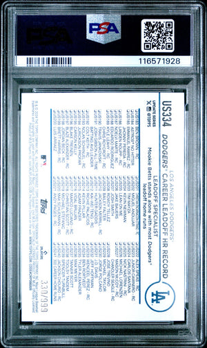Mookie Betts 2024 Topps Update Blue Holo Foilboard Card #US334 Graded PSA 10 330/999-Powers Sports Memorabilia