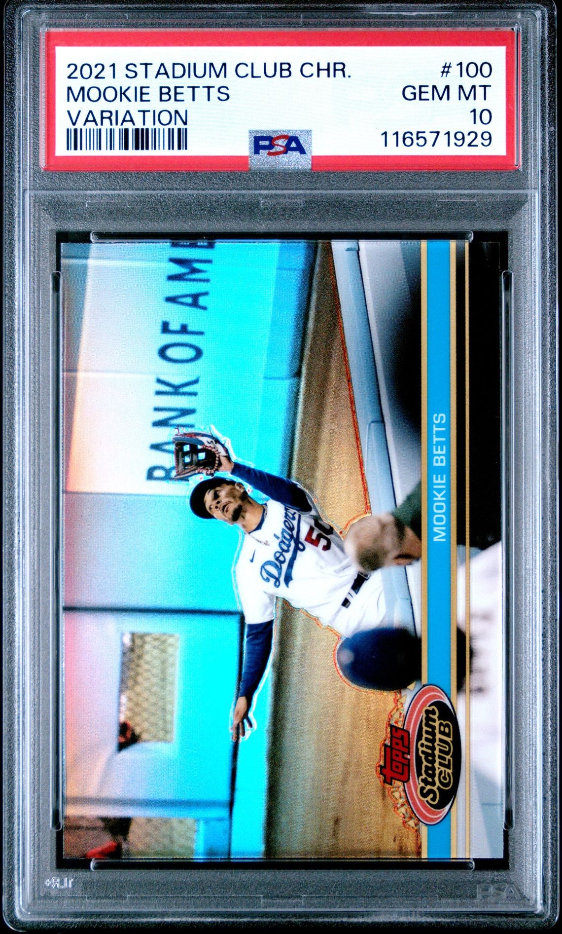 Mookie Betts 2021 Topps Stadium Club Variation Baseball Card #100 Graded PSA 10-Powers Sports Memorabilia