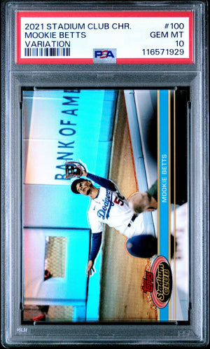 Mookie Betts 2021 Topps Stadium Club Variation Baseball Card #100 Graded PSA 10-Powers Sports Memorabilia