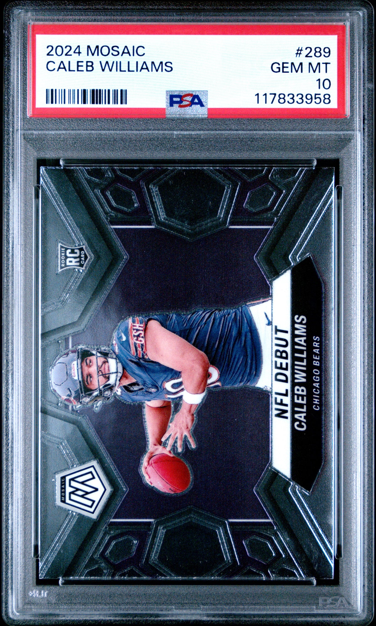 Caleb Williams 2024 Panini Mosaic NFL Debut Football Rookie Card #289 Graded PSA 10 Cert # 117833958-Powers Sports Memorabilia