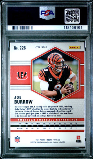 Joe Burrow 2021 Panini Mosaic Reactive Orange Card #226 PSA 10