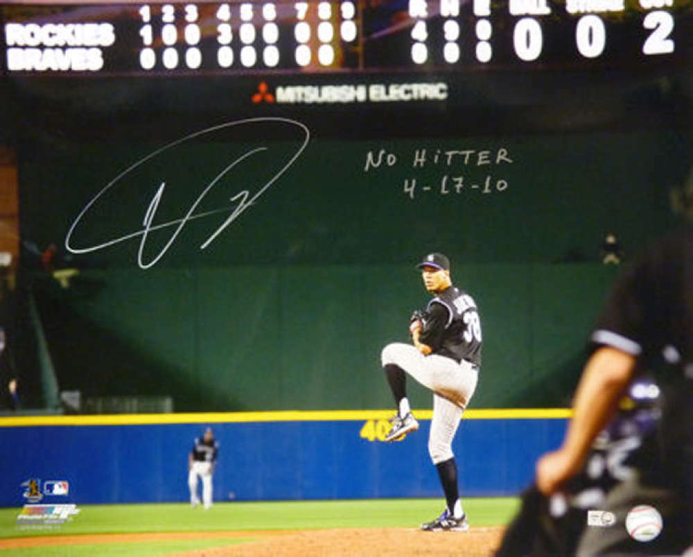 Ubaldo Jimenez Signed Colorado Rockies 16x20 Photo w/No Hitter Insc-Powers Sports Memorabilia