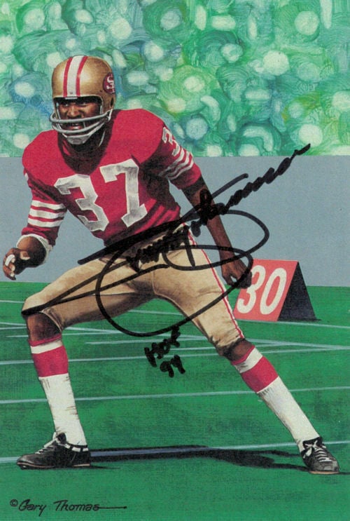 Jimmy Johnson Signed San Francisco 49ers GLAC black HOF inscription-Powers Sports Memorabilia