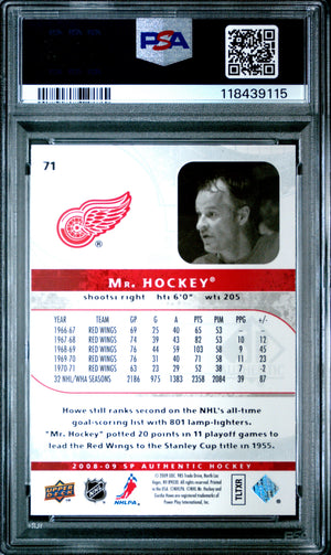 Gordie Howe 2008 SP Authentic Mr Hockey Card #71 Graded PSA 10 Cert #118439115-Powers Sports Memorabilia