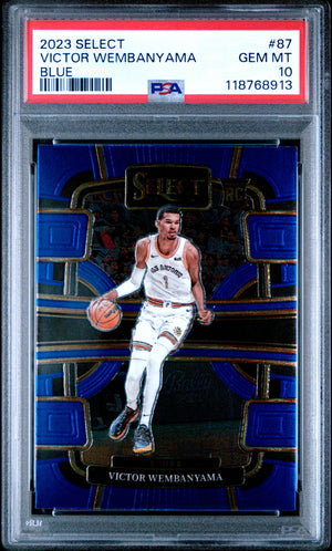 Victor Wembanyama 2023 Panini Select Blue San Antonio Spurs Basketball RC Rookie Card #87 Graded PSA 10 Cert #118768913-Powers Sports Memorabilia